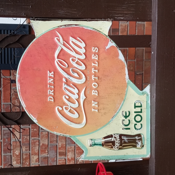 VINTAGE 1950'S METAL DOUBLE SIDED COCA COLA SIGN - Picture 2 of 8